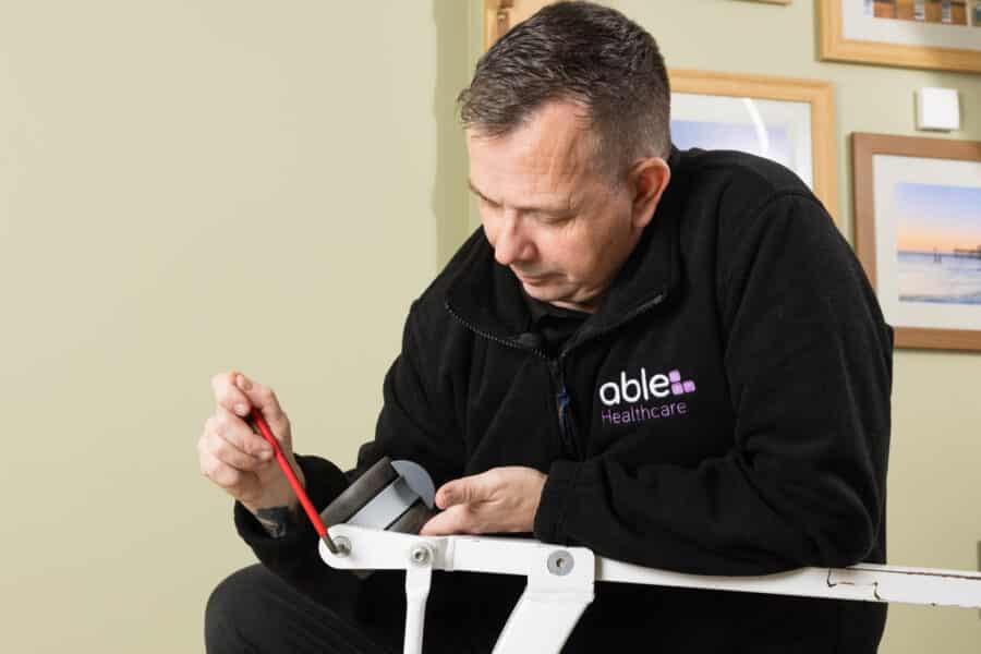 Care home equipment compliance inspection during a LOLER check on resident lifting equipment