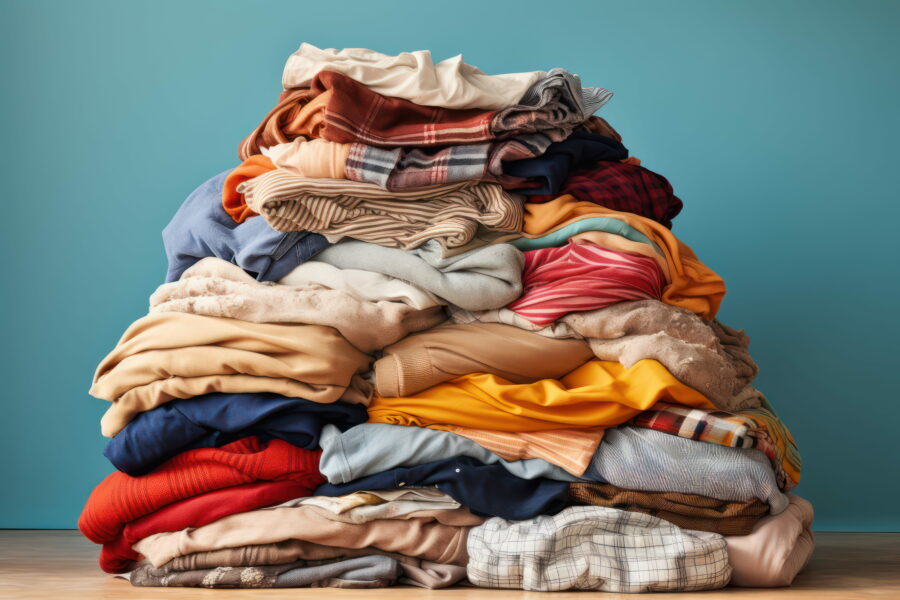 Dirty laundry flow in care homes showing a large pile of soiled linen awaiting correct segregation and handling
