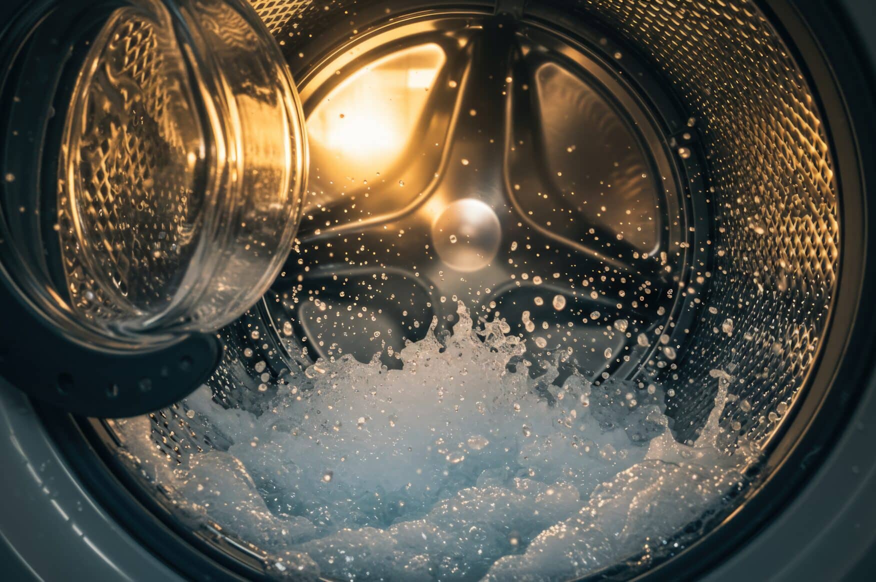 commercial washing machines in a professional laundry environment