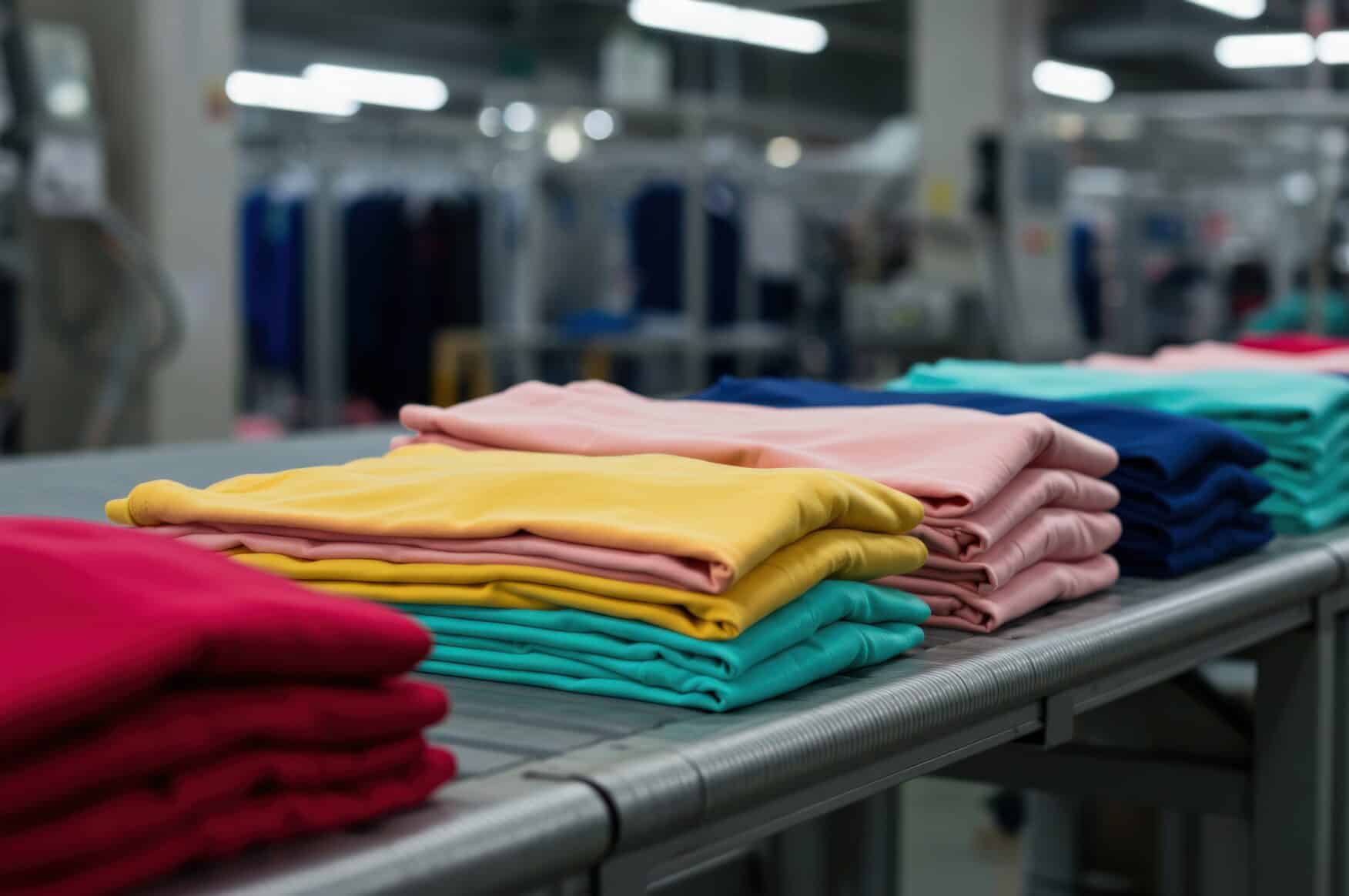 commercial laundry systems with folded linen in professional laundry room