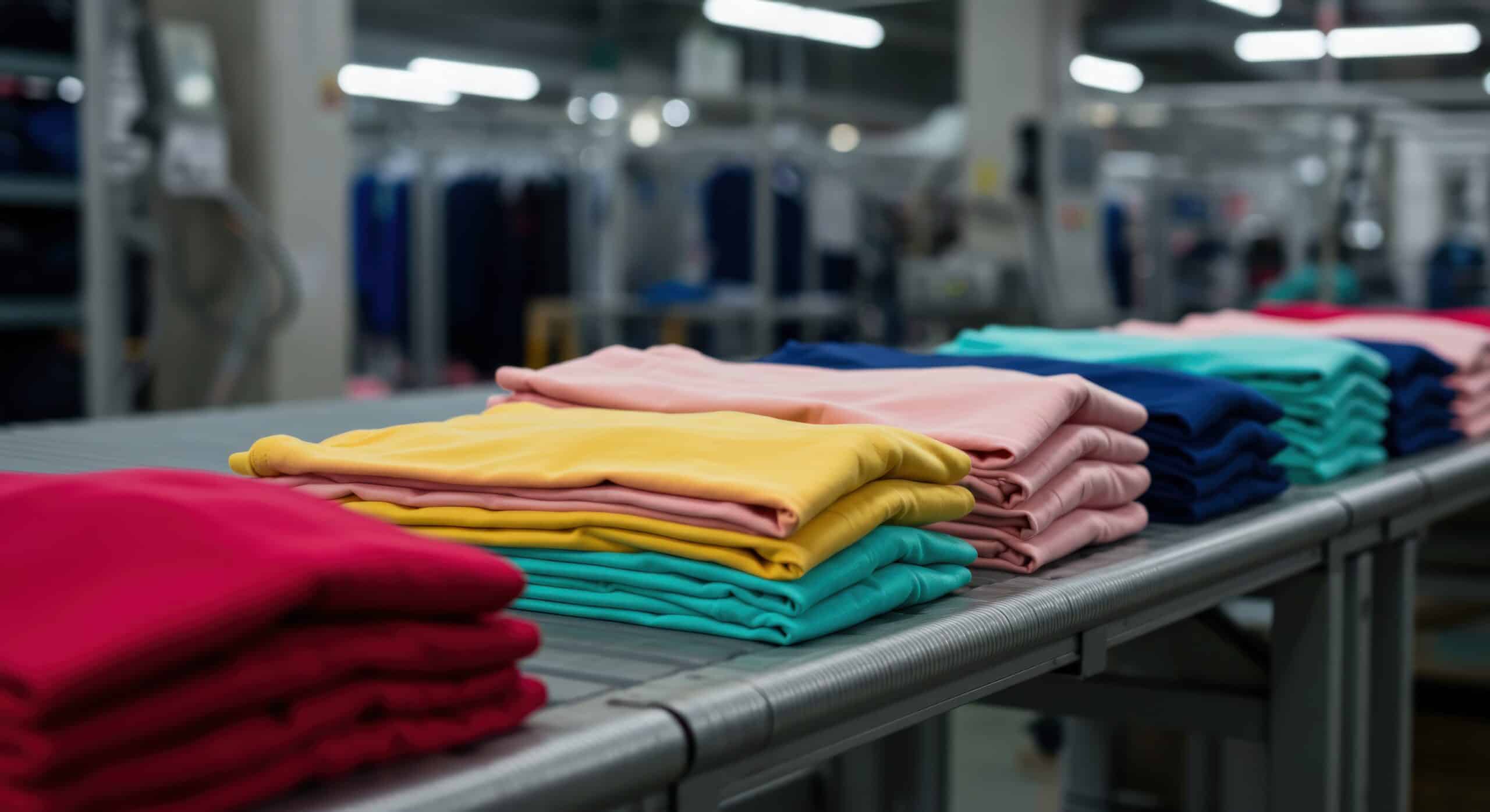 commercial laundry systems with folded linen in professional laundry room