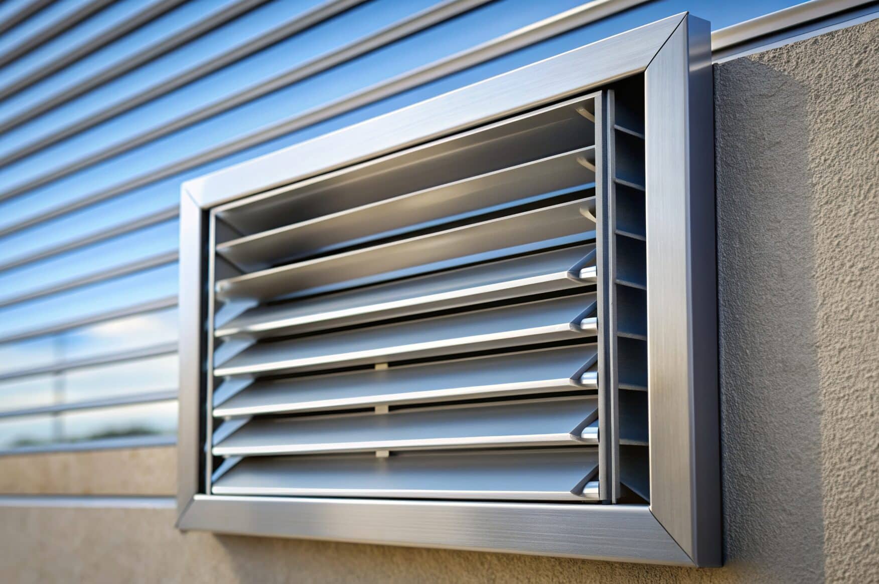 Commercial laundry room ventilation extraction louvre for airflow and moisture control