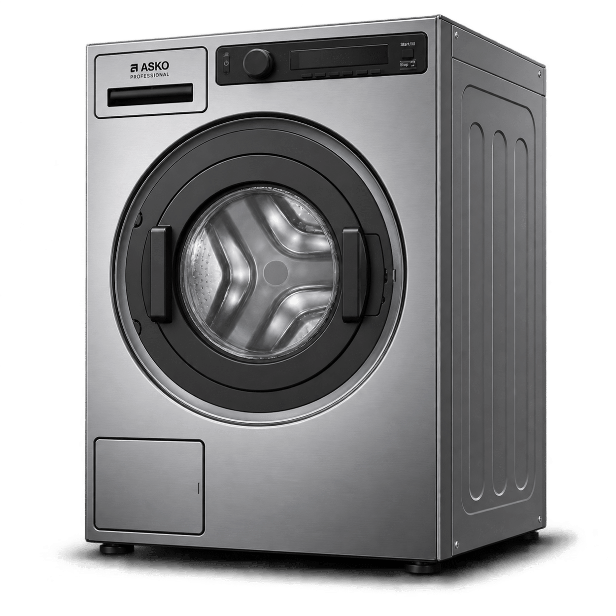 ASKO Professional washing machine with stainless steel exterior and large front-loading drum for institutional laundry operations.