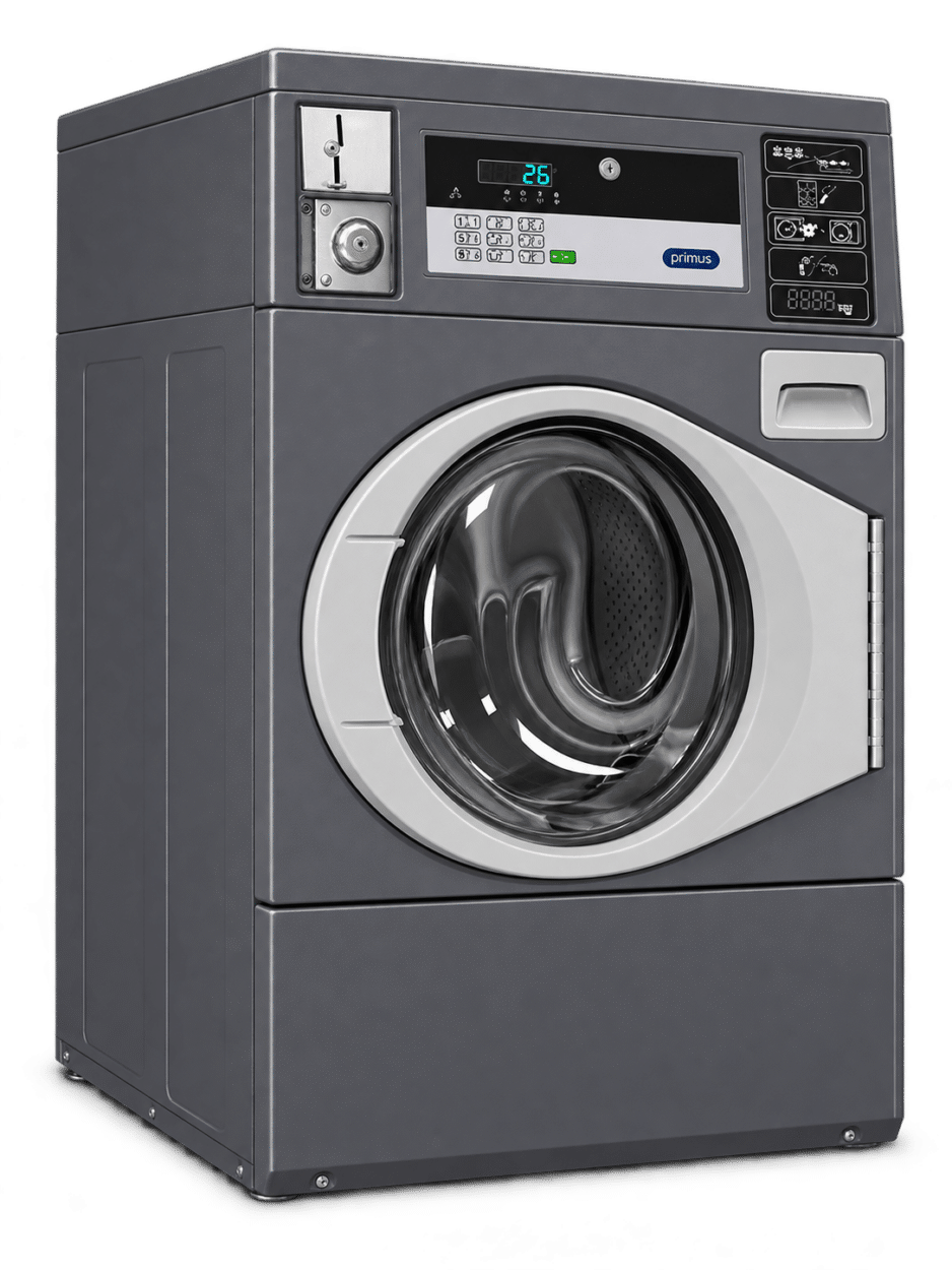 Primus professional washing machine with digital controls and large drum for healthcare laundry operations.