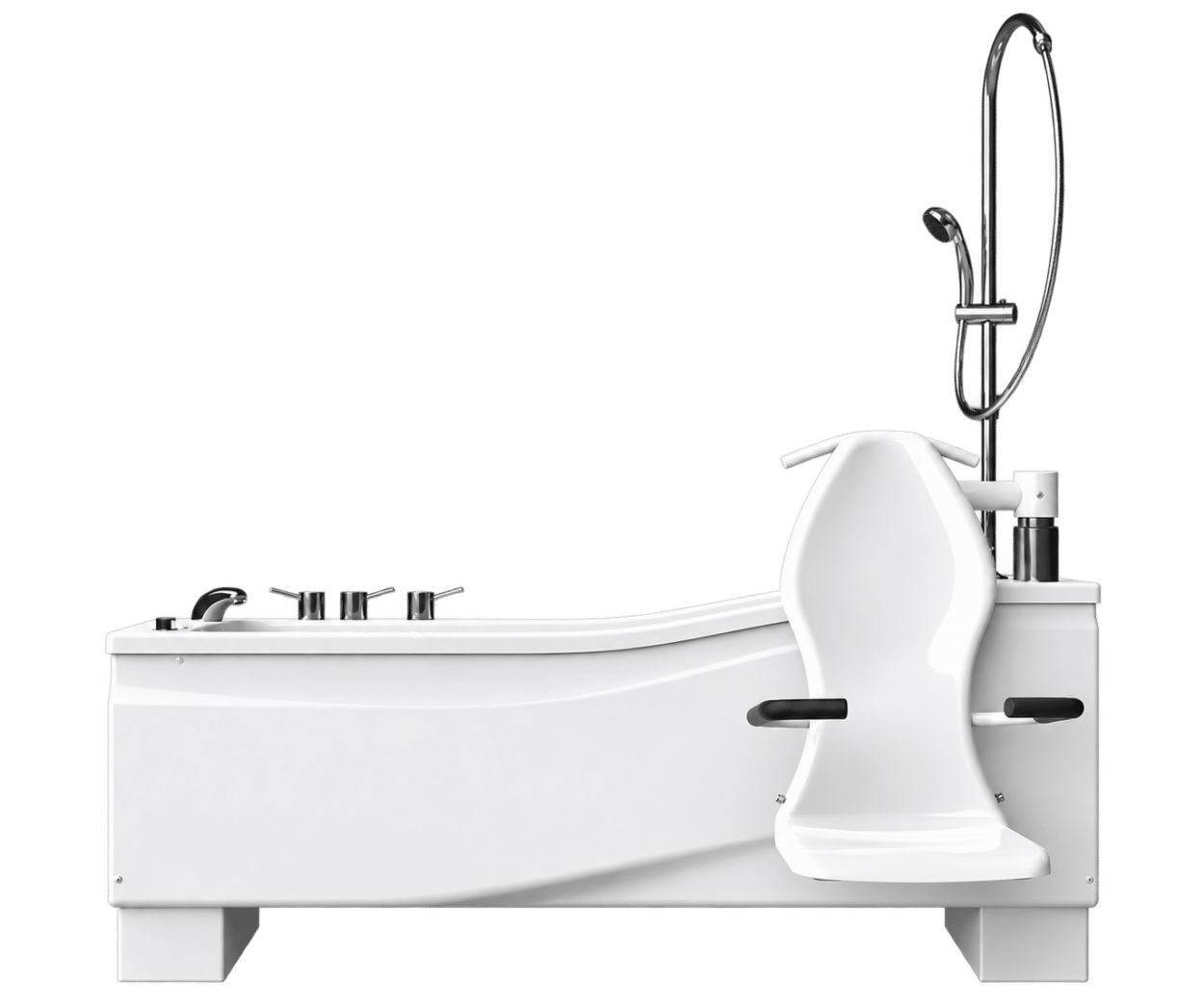 Compact Plus height adjustable assisted bath with powered seat and shower system