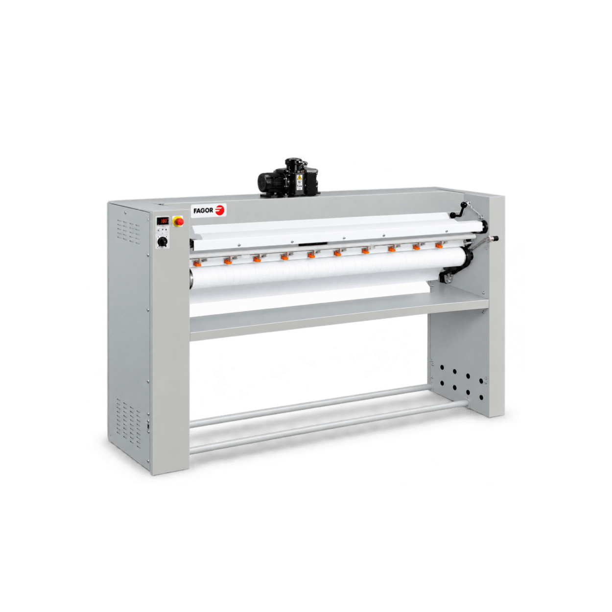 Fagor PS35140 1.4m industrial flatwork ironer with roller system and temperature controls for professional laundry finishing.