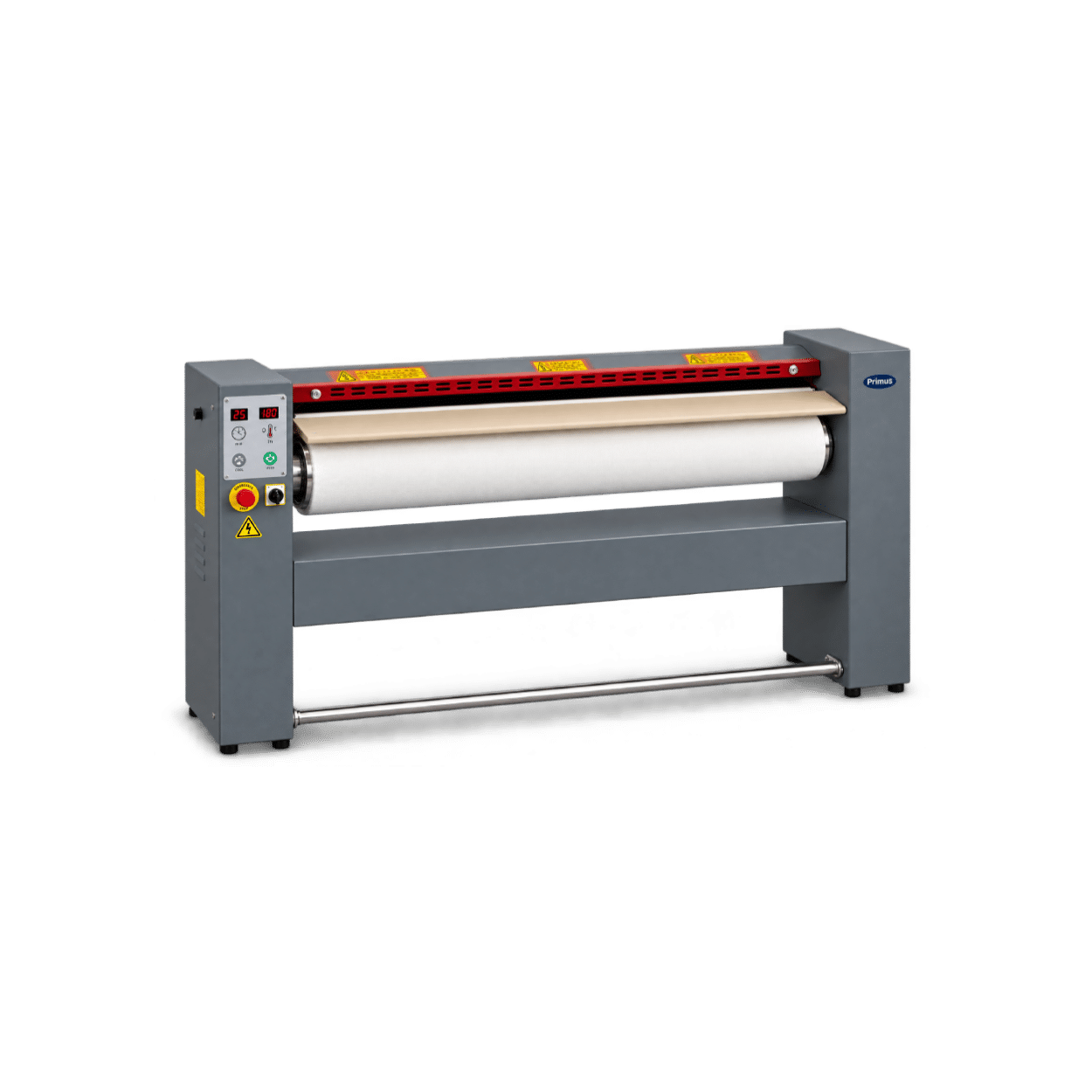 Primus I25-120V 1.2m industrial rotary ironer for commercial laundry, bed sheets and linen finishing.