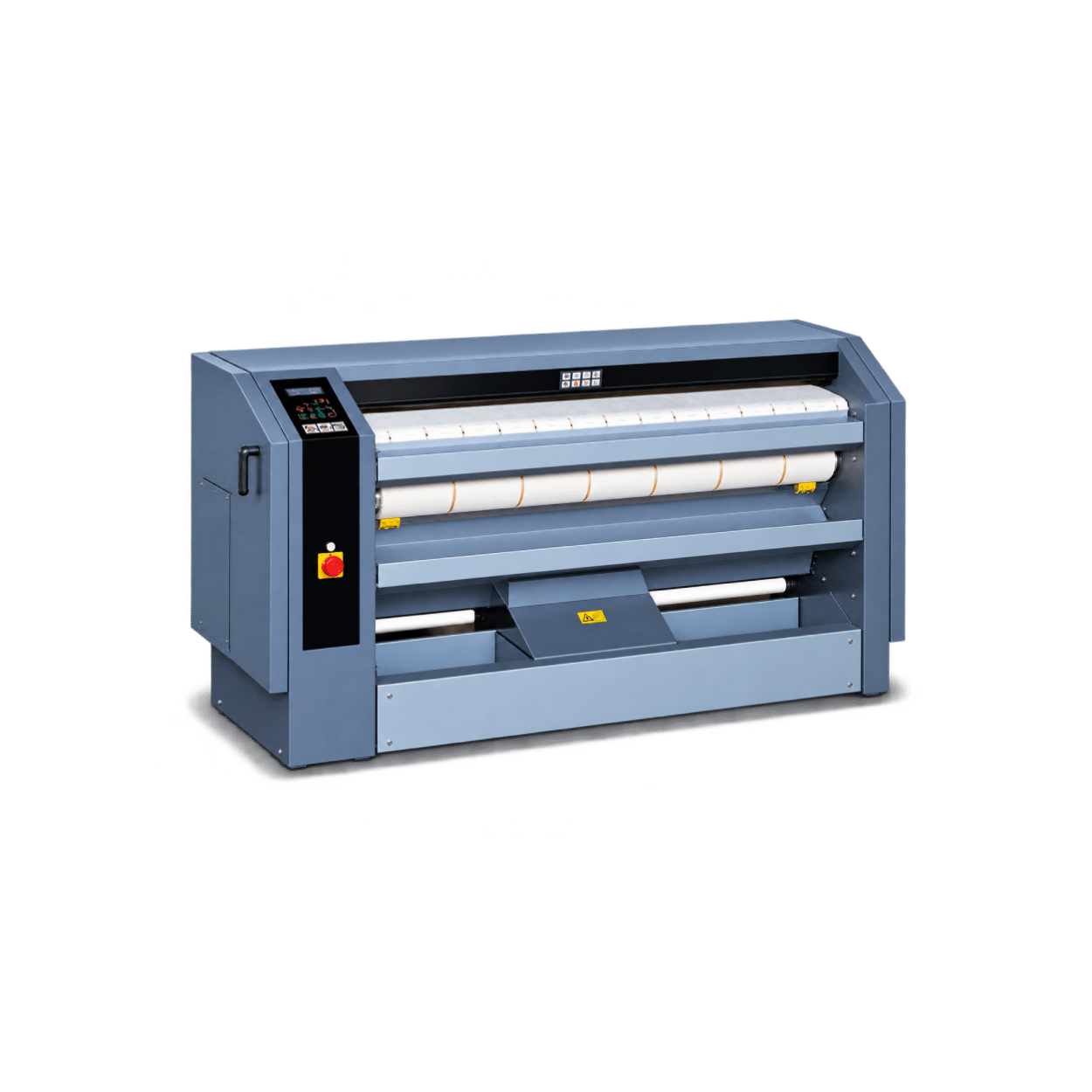 Primus I33-160 1.6m industrial flatwork ironer with digital control panel and roller system for commercial laundry.